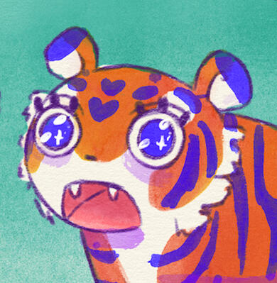 Cursed tiger digital watercolor painting